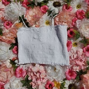 Ruched White Crop Top